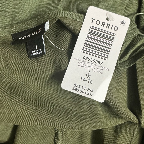 Torrid Olive Green Tiered Midi Dress - Picture 3 of 8